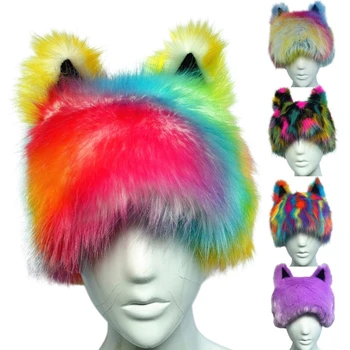 לעבות חתול האוזן צורה קטיפה ביני אוזן מגן על נהיגת חורף כובע עבור בנות