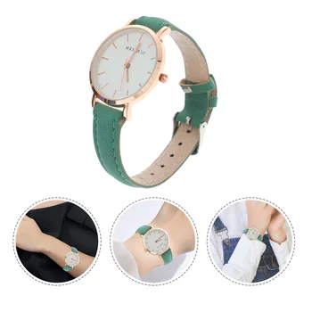 1PC מינימליסטי צופה מזדמן רצועת שעון יד קוורץ שעונים לנשים בנות (ירוק)