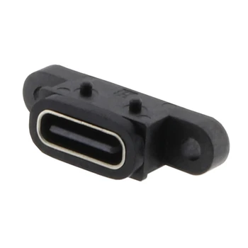 50pcs סוג C 2 סיכה עמיד למים USB נקבה C שקע יציאת עם חור בורג מהר תשלום ממשק טעינה 180 מעלות מחבר USB