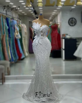 פנינים נצנצים אלגנטיים בתולת ים שמלת הערב 2023 קריסטל 3D אפליקציות שמלת נשף רשמית אירוע סלבריטאים מסיבת חתונה שמלת אורח