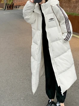 Jielur קוריאני חדש מקרית חופשי נשים אופנתיות והברדסים החורף דק צבע מוצק רחוב והברדסים אישה לבן אפור שחור ורוד הרחוב העליון
