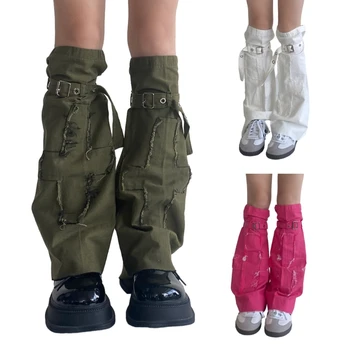 נשים Denims מחממי רגליים בנות ה-80 Harajuku פאנק הברך גבוה הרגל גרביים אביזרי גרביים גותי בגדים Y2K אופנת רחוב