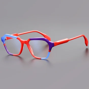 רטרו כיכר מסגרת משקפיים גברים איכותיים אצטט מעצב משקפי שמש אופטיות קוצר ראייה לקרוא, נשים קלאסי אישית eyewear