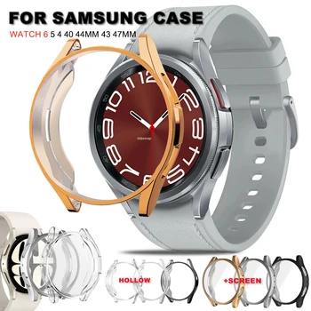 Case for Samsung Galaxy לצפות 6 5 40mm 44mm מגן מסך כיסוי עבור Samsung Watch6 43mm 47mm TPU חלולים מסגרת השעון המקרים