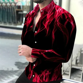 2023 גברים נשים מקסימום כמה היומי להבה מקרית אופנה רחוב חיצוני כחול אדום דש כפתור החולצה באיכות גבוהה חומר חם מכירה