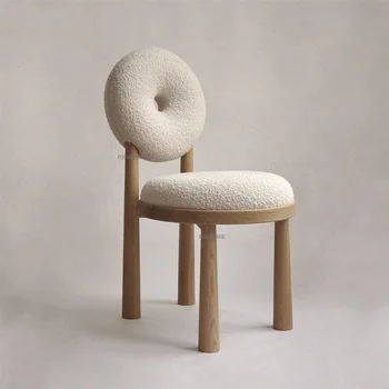 נורדי מעצב הכיסא משענת הכיסא הלבשה איפור הכיסא משק הבית כבש כיסאות קטיפה מלאה מלא עץ כסאות אוכל