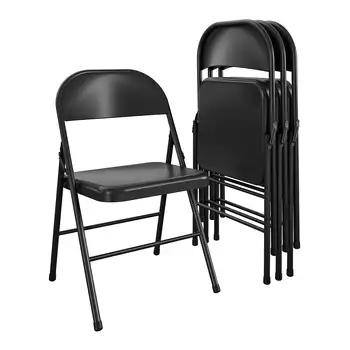 פלדה כיסא מתקפל (4 Pack), שחור