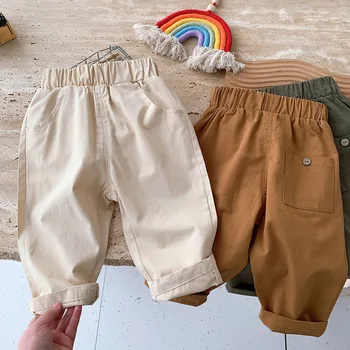 הגירסה הקוריאנית 0-6 שנים של הילדים האביב אופנה חדשה פשוט רטרו מוצק צבע מזדמנים מכנסיים של גברים ונשים מכנסי תינוק