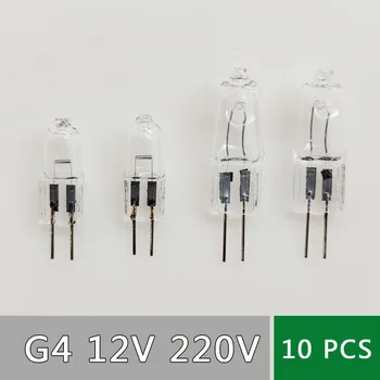 10pcs G4 נורת הלוגן 12V 20W או 220V 35w אור G4 נורות הלוגן אור גלובוס הרבה ג ' יי-סי דו-Pin מנורת LED לבן חם להחליף מנורת LED
