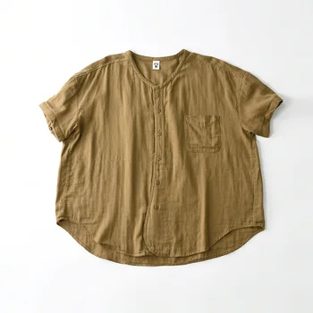 קיץ 100% כותנה שרוול קצר מתאים רופף טוניקה, חולצה נשית מזדמן אוונגליסטים מינימליסטי בסיסי כל-התאמה החולצה בשביל שמנמן