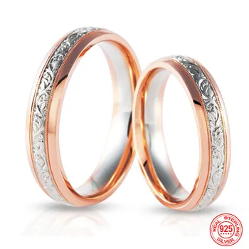 TIEEYINY 925 כסף סטרלינג רוז זהב כמה הטבעת לנשים אירוסין תכשיטי אופנה מתנה