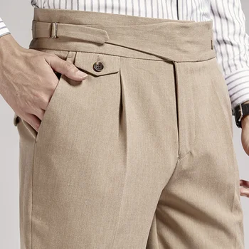 2023 אביב עסקי האופנה האיטלקי פריז כפתור המכנסיים הפנאי ישר גבוהה המותניים של הגברים במשרד צדדי המכנסיים