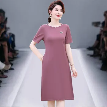 מזדמן שרוול קצר שמלת נשים 2023 קיץ באורך הברך קוריאנית שמלות פאטאל פשטות Vestido חדש אלגנטי Mujer