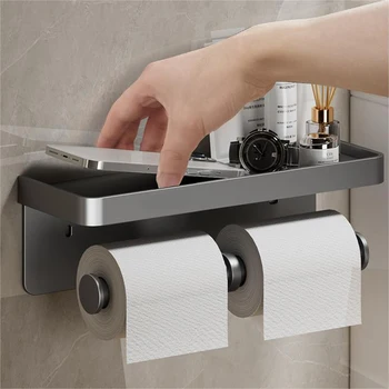 סגסוגת אלומיניום מחזיק נייר טואלט טישו מדף אמבטיה רקמות מחזיק עבור שירותים אחסון מדף אביזרי אמבטיה