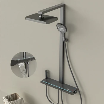 מקשי פסנתר מקלחת מערכת תאורת תצוגת טמפרטורה מודרני מקלחות עבור שירותים למשק בית ראש מקלחת