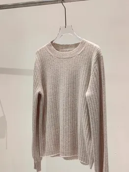 נשים בור הרצועה 100% קשמיר סוודר בצבע אחיד נקבה יומיומי שרוול ארוך צוואר עגול לסרוג סוודר סתיו חורף 2023