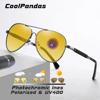 CoolPandas חכם Photochromic תעופה משקפי שמש מקוטב גברים, נשים, יום ראיית לילה נהיגה משקפי שמש zonnebril ארן