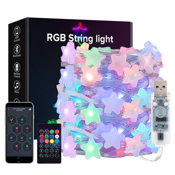 WS2812B LED מחרוזת RGB חלום צבע יום הולדת קישוט של כוכב תות רוגבי האורות בחדר USB אפליקציה מרחוק אור Led dc 5v