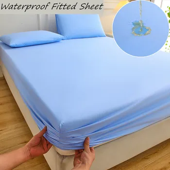 כחול המיטה כיסוי עמיד למים סדין יחיד/זוגית גודל lencol גאמה casal הביתה הסדין עם גומייה(הציפית צריך להזמין)
