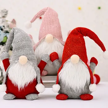 שנה חדשה 2024 חג המולד Gnome בובה קישוטים עומד קטיפה בובות חג קישוט שולחן צלמיות על חלונות בית מתנות