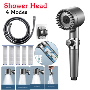 ראש מקלחת מים חיסכון גבוה לחץ טורבו מדחף זרימת ראש מקלחת נייד סינון עם מסנן משקעים שירותים Accessor