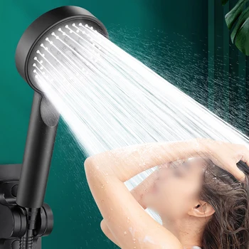 להחזיק את היד של ראש המקלחת 5 מצבי התאמת השירותים היד השחורה ראש מקלחת לחץ גבוה ראש מקלחת ערכת שדרוג