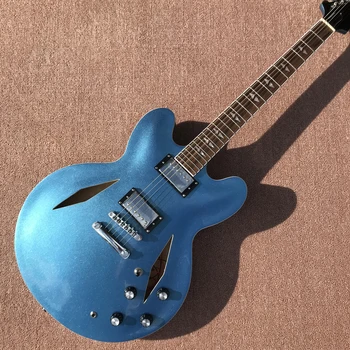 מטאל כחול חלול הגוף ג ' אז 335 גיטרה חשמלית, כרום חומרה, רוזווד סקייט אצבעות גיטרה חשמלית, משלוח חינם