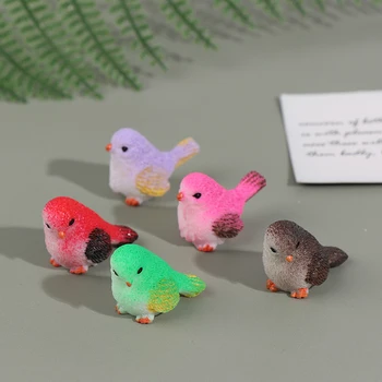 8 חתיכות חמוד קריקטורה צבעונית לעוף ציפור דרור קטנה פסל דמות, קישוט מיניאטורות צעצוע לילדים קישוט מתנה