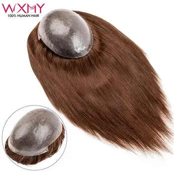 ישר מוזרק שיער Toppers לנשים 7x9 חום אנושי טבעי שיער טופר סיני Culticle אנושי בתולה שחובשים פיאות לנשים פאות