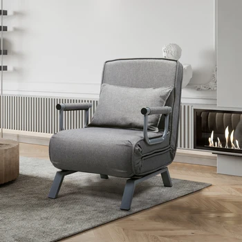 טרקלין כיסא מתכוונן קיפול כפול מטרה הכיסא מיטת ספה כורסה הכיסא - אפור עם כריות מקורה הרהיטים בסלון