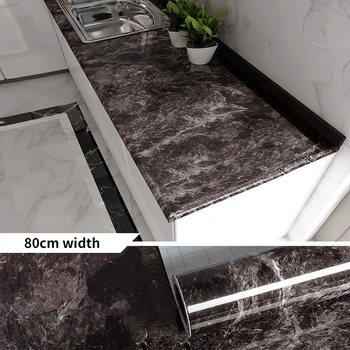 80cm השיש ויניל PVC עמיד למים טפט עבור חדר האמבטיה שולחן המטבח Ambry השיש דבק עצמי מדבקה עיצוב רהיטים