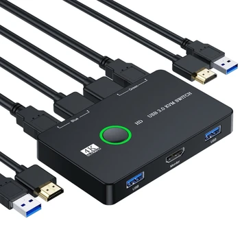 USB3.0 HDMI2.0 בורר KVM Switcher מתאם USB3.0 HDMI2.0 תיבת T5EE