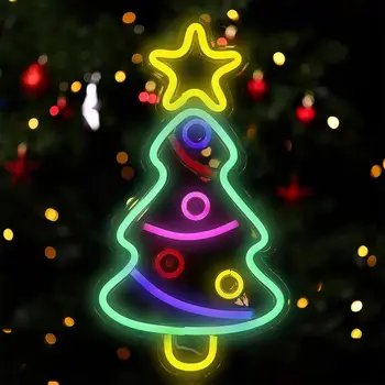 עץ חג מולד אור ניאון סימנים עצי חג המולד פסטיבל עיצוב עץ חג מולד אור ניאון אור הקיר עבור חדר הילדים מסיבת בר חג המולד