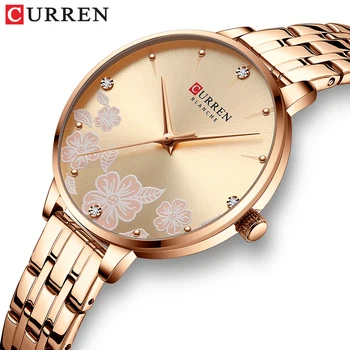 CURREN מעולה מינימליסטי נשים שעון יוקרה אופנה כתם פלדה נשים עמיד למים קוורץ שעון יד רוז זהב נקבה השעון