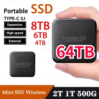 נייד SSD 512GB 1TB 2TB 4TB 6TB 8 טרה-בתים USB 3.1 Type C כונן קשיח חיצוני של מצב מוצק אחסון ניידים דיסקים על שולחן העבודה במחשב הנייד