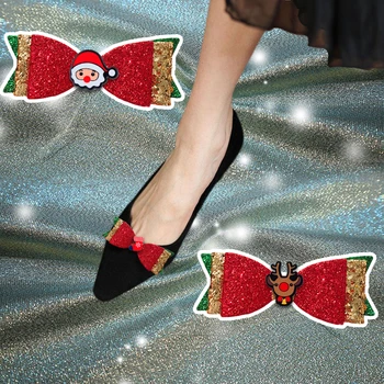 להסרה נשים קשת הנעל קליפים חג המולד צבי קסמי נעליים אביזרים מיני משאבות נעליים אבזם עבור מסיבת חג המולד קישוט 2 יח'