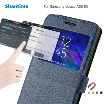 PU טלפון Case For Samsung Galaxy A25 5G Flip Case עבור Samsung Galaxy A25 5G חלון תצוגה הספר במקרה רך TPU סיליקון כיסוי אחורי