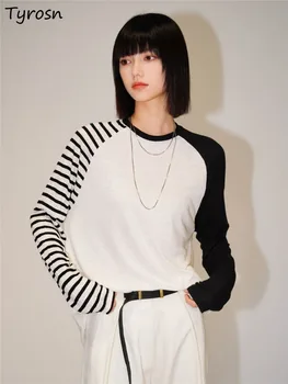 חולצות נשים רופף פשוטה סתיו עיצוב טלאים נוח פנאי כל-התאמה אלגנטי בסגנון קוריאני קלאסי בנות יומי חדש.