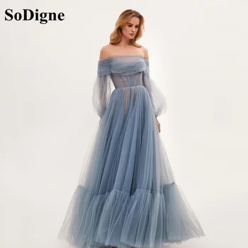 SoDigne 2023 אלגנטי טול שמלת הנשף פאף שרוול מחוך ארוכות שמלות ערב Wonmen Vestidos דה פיאסטה אירוע השמלה