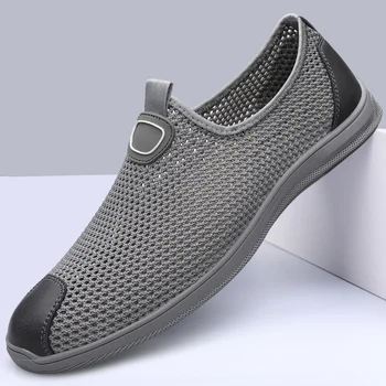 רשת נעלי סירה להחליק על נעליים קלאסיקות איש יומי נעלי אופנה לנשימה מזדמנים נעלי עור