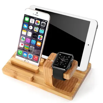 טלפון נייד שולחן עבודה בעל לעמוד עבור iPad Tablet סוגר אמיתי עץ במבוק לחייב לעמוד על אפל שעונים Pad Tablet טלפון