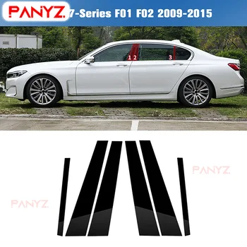 שחור מבריק חלון המכונית עמוד הודעות הדלת לחיתוך כיסוי מדבקות עבור BMW 7-Series F01 F02 2009 2010 2011 2012 2013 2014 2015