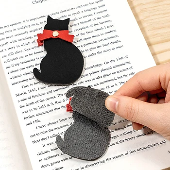 1pc חתול שחור סימנייה לספרים מצוירות חמודות עור PU דף קליפים הספר סמן קריאה ייחודית מתנה