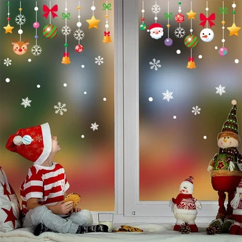 4pcs/set חג המולד מדבקות לעיצוב הבית חלון זכוכית מסיבת קישוטי החג האווירה החגיגית דביק