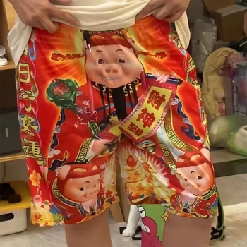 GG עצם סיני אלוהים של עושר הקיץ החזיר האיש את אלוהים של עושר נשים מכנסיים קצרים מצחיק אלוהים של עושר דק הדפסת 3D מזדמנים מכנסיים