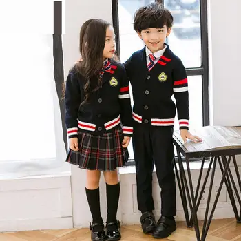 ילדים בתלבושת בית-ספר בנות בנים סוודר עליון חצאית מכנסיים צווארון חליפה משובצת קוריאנית כותנה הגן היפני בגדי התלבושת