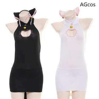 AGCOS עיצוב מקורי חתול נערת פיג ' מה Nightdress Cosplay אישה יפה Lingeries סקסי קוספליי
