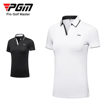 PGM גולף נשים שרוול קצר חולצות קיץ ספורט החולצה שסף שולי V-צוואר עיצוב גולף ביגוד נשים YF553