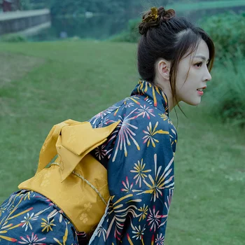סאקורה קימונו השמלה לאור ירח פרחים בסגנון יפני חלוק יוקטה נשים פרחוני הדפסה Haori יפן המדים Cosplay ילדה בתחפושת