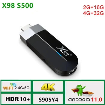 חדש X98 S500 מקל טלוויזיה אנדרואיד 11.0 הטלוויזיה Dongle Amlogic S905Y4 4GB 32GB 2.4 G/5G Wifi BT4.X H. 265 HDR 10+ 4K AV1 הטלוויזיה BOX Media Player